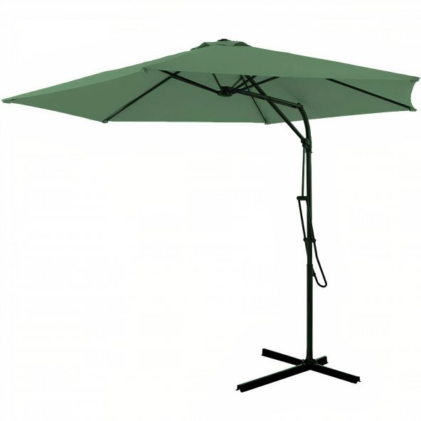 GUNBO OUTDOOR 3 Mt Katlanir Bahce Teras Balkon Şemsiyesi Gölgelik Muz Ampul Şemsiye Eğilebilen Sallanır Şemsiye - 4