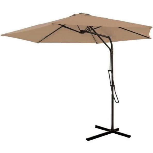 GUNBO HOME 3 Mt Cappuccino Şemsiye 50 + Uv Koruma Suya Dayanıklı Bahçe Şemsiyesi Teras Gölgeliği