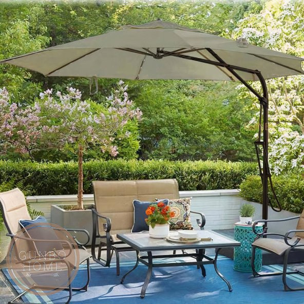 GUNBO HOME 3 Mt Cappuccino Şemsiye 50 + Uv Koruma Suya Dayanıklı Bahçe Şemsiyesi Teras Gölgeliği - 3