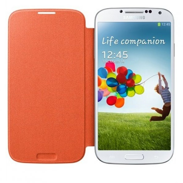 Samsung S4 i9500 Kapaklı Kılıf Turuncu EF-FI950BOEGWW - 3