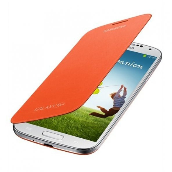 Samsung S4 i9500 Kapaklı Kılıf Turuncu EF-FI950BOEGWW