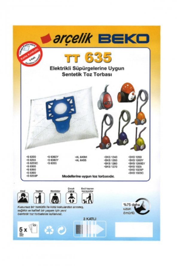 6255 B 6255 C Süpürge Toz Torbası 20 Adet