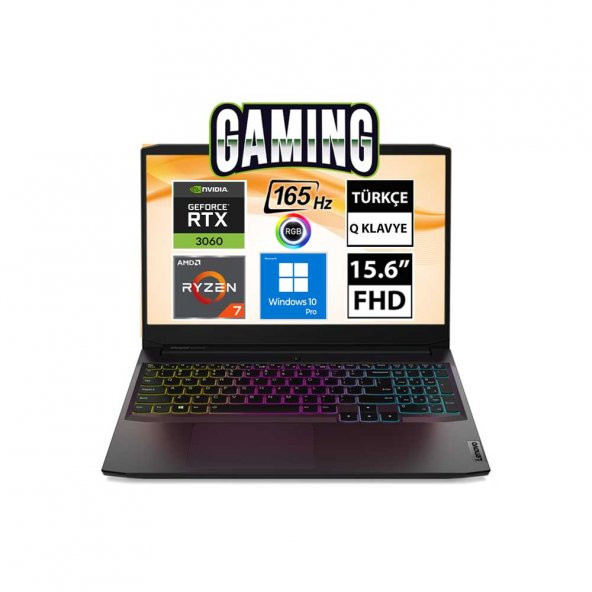 Lenovo IdeaPad Gaming 3 82K200JUTX10 Ryzen7 5800H 32GB 512SSD RTX3060 15.6" FullHD W10P Taşınabilir Bilgisayar