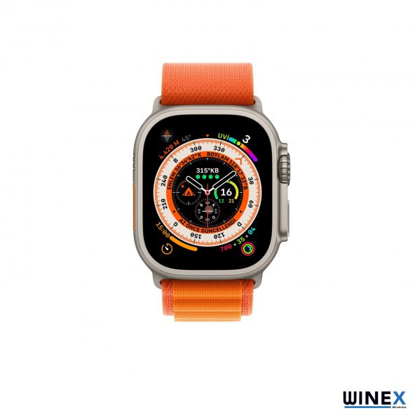 Winex 42-44mm Yeni Nesil Apple Uyumlu Akıllı Saat Kordonu Hasır Kancalı Turuncu - 3