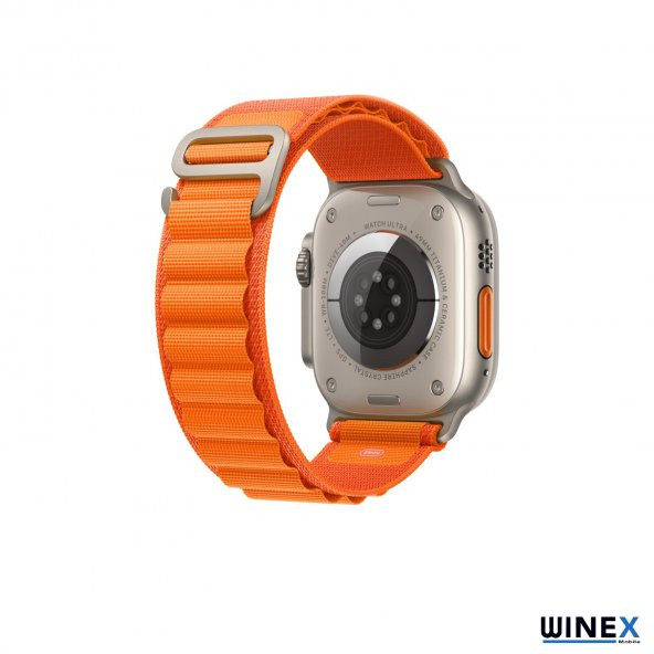 Winex 42-44mm Yeni Nesil Apple Uyumlu Akıllı Saat Kordonu Hasır Kancalı Turuncu - 4