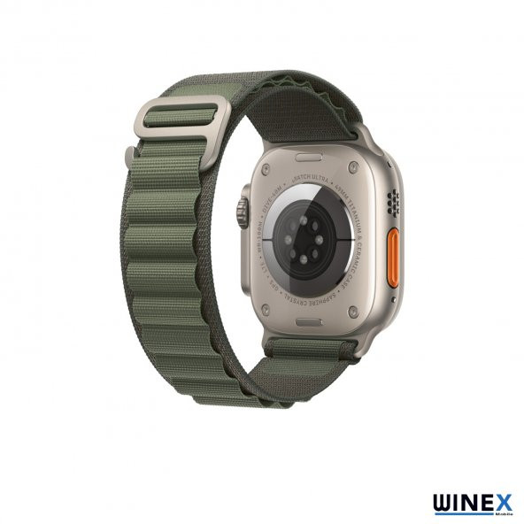 Winex 42-44mm Yeni Nesil Apple Uyumlu Akıllı Saat Kordonu Hasır Kancalı Yeşil - 3