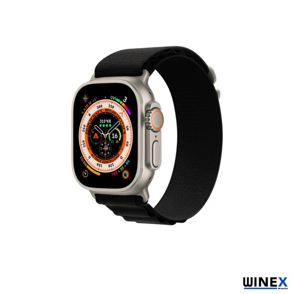 Winex 42-44mm Yeni Nesil Apple Uyumlu Akıllı Saat Kordonu Hasır Kancalı Siyah - Resim 2