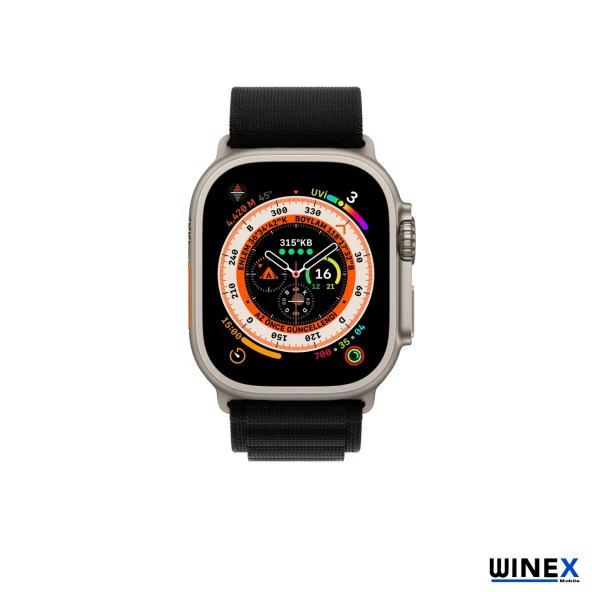 Winex 42-44mm Yeni Nesil Apple Uyumlu Akıllı Saat Kordonu Hasır Kancalı Siyah - Resim 3