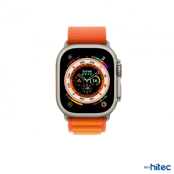 ScHitec 42-44mm Yeni Nesil Apple Uyumlu Akıllı Saat Kordonu Hasır Kancalı Turuncu - 3