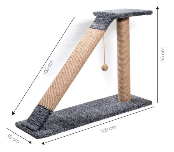 TırmıQ Oyuncaklı Oyuncaklı Yatay Kedi Tırmalama Standı 100 x 30 x 65 cm - 1