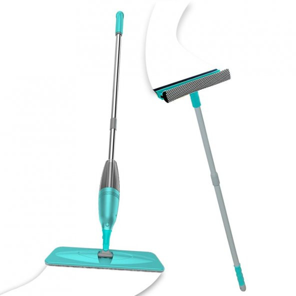 PONY SÜPER 2 Lİ SPREY MOP + TELESKOPİK SAPLI CAM SİLECEĞİ YEŞİL PASPAS TEMİZLİK SETİ - 2