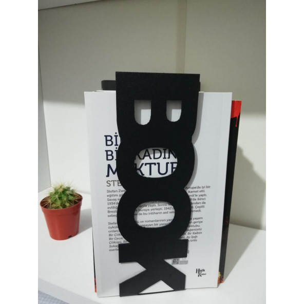 RİSİNGMABER Dekoratif Dikey Book Yazı Tasarımlı Kitap Tutucu Desteği Mat Siyah - 3