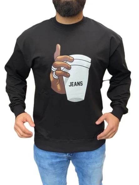 Braazi Erkek Basic Baskılı Sweatshirt St01533 - Resim 2