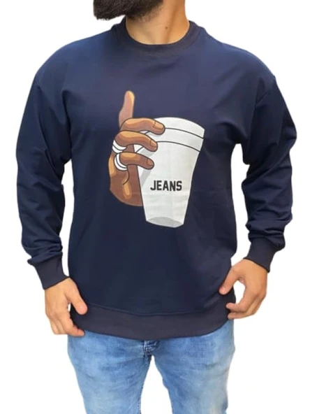 Braazi Erkek Basic Baskılı Sweatshirt St01533 - Resim 3