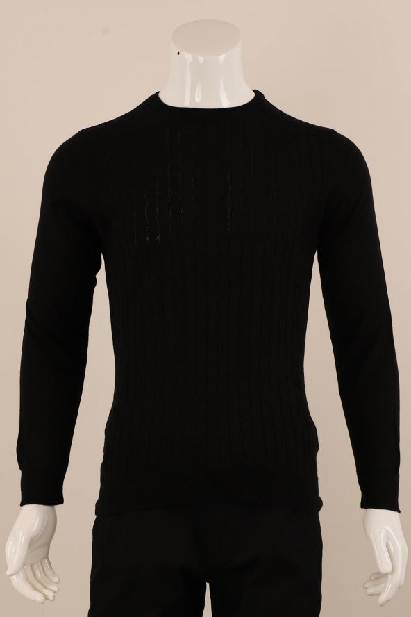 Slim Fit Yünlü Desenli Örgü Triko - 2