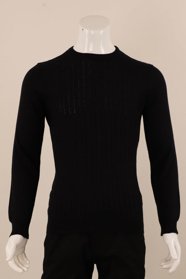 Slim Fit Yünlü Desenli Örgü Triko - 4