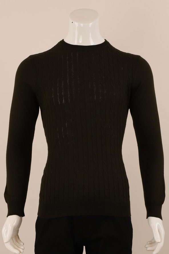 Slim Fit Yünlü Desenli Örgü Triko - 6