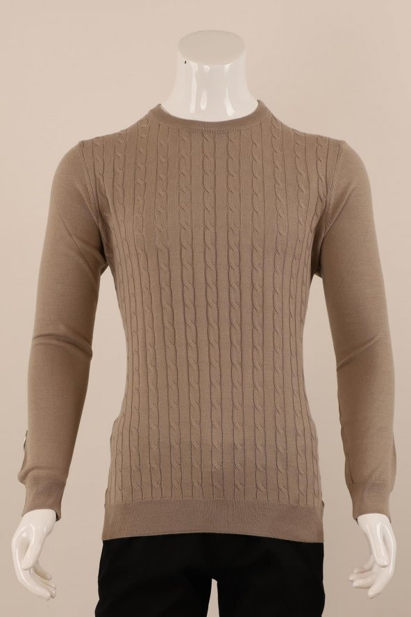 Slim Fit Yünlü Desenli Örgü Triko - 8