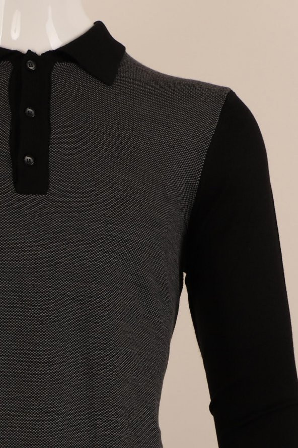 Slim Fit Yünlü Düğmeli Yaka Spor Triko - 4