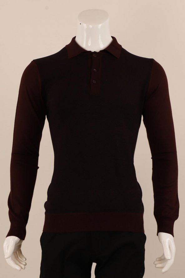 Slim Fit Yünlü Düğmeli Yaka Spor Triko - 5