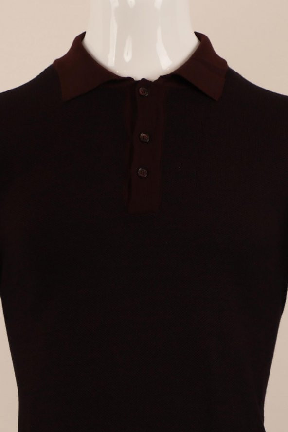 Slim Fit Yünlü Düğmeli Yaka Spor Triko - 6