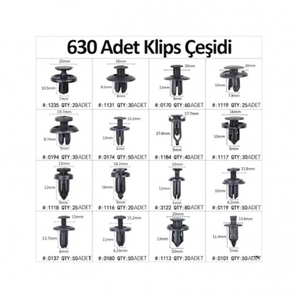 630 Adet Trim Klip Paneli Raptiye Seti Araba Bağlantı Elemanları Kapı Pervaz Döşeme Tamponları EE140 - 2