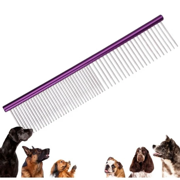 nefertiya  Parlak Metal Köpek Tarağı Renkli Pet Köpek Pire Tımar Tarağı Köpek Tüyü Tarama