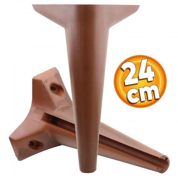 Lüks Mobilya Kanepe Sehpa Puf Koltuk Ayağı 24 cm Kahverengi Ahşap Desenli Baza Ayak - 2