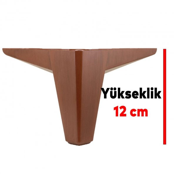 Lüks Mobilya Kanepe Sehpa Puf Koltuk Ayağı 12 cm Kahverengi Ahşap Desenli Baza Ayak - 5