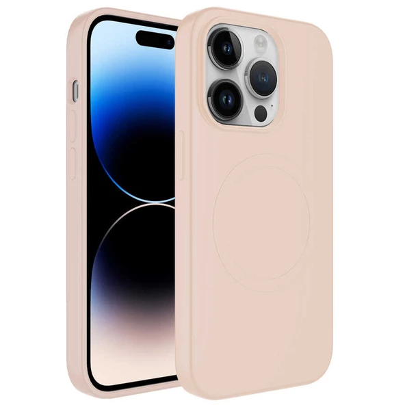 Apple iPhone 11 Pro Kılıf Magsafe Wireless Şarj Özellikli Pastel Renk Silikon Zore Plas Kapak Lyon Tech  Pembe Açık