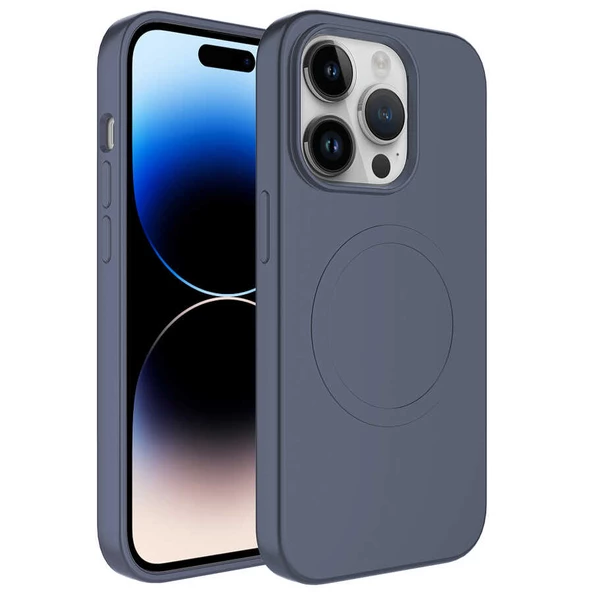 Apple iPhone 11 Pro Kılıf Magsafe Wireless Şarj Özellikli Pastel Renk Silikon Zore Plas Kapak Lyon Tech  Lavendery Gray