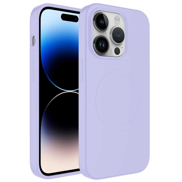 Apple iPhone 11 Pro Kılıf Magsafe Wireless Şarj Özellikli Pastel Renk Silikon Zore Plas Kapak Lyon Tech  Lila