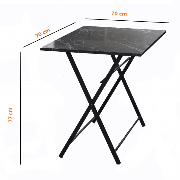 Kare Siyah Balkon Bahçe Çalışma Mutfak Masası 70x70cm - 2