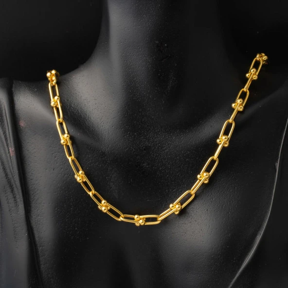 22 Ayar Tiffany Tarzı Altın Zincir - 55 cm - Resim 4