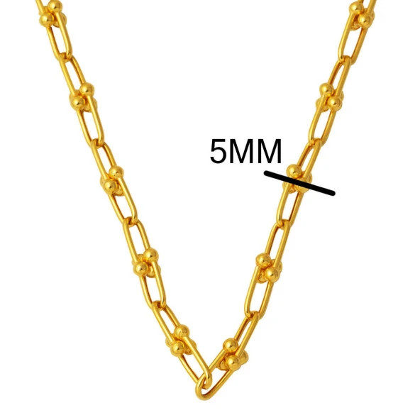 22 Ayar Tiffany Tarzı Altın Zincir - 55 cm - Resim 5