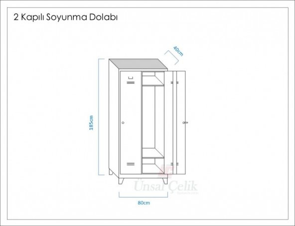 Metal İki Tam Boy Kapılı Ekonomik Soyunma Dolabı - 3