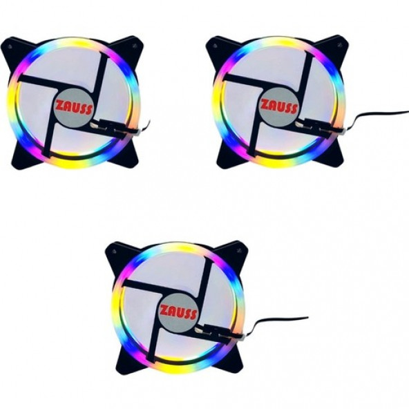 3 Adet ZR-100 1800RPM Rainbow Rgb Kasa Fanı 12 cm Renkli Gökkuşağı Fanı A19 3 ADET - 2