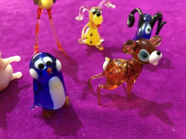 CAM HAYVAN FİGÜR LOTU - KOÇ-FLAMİNGO-KÖPEK-TAVŞAN-PENGUEN-CEYLAN - 6 ADET SET 69 - Resim 2