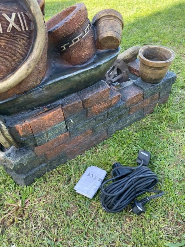 Led Aydınlatmalı El Arabası Model Dekoratif Şelale 100x60x35cm DW72012 - Dekoratif Su Değirmeni - Resim 8