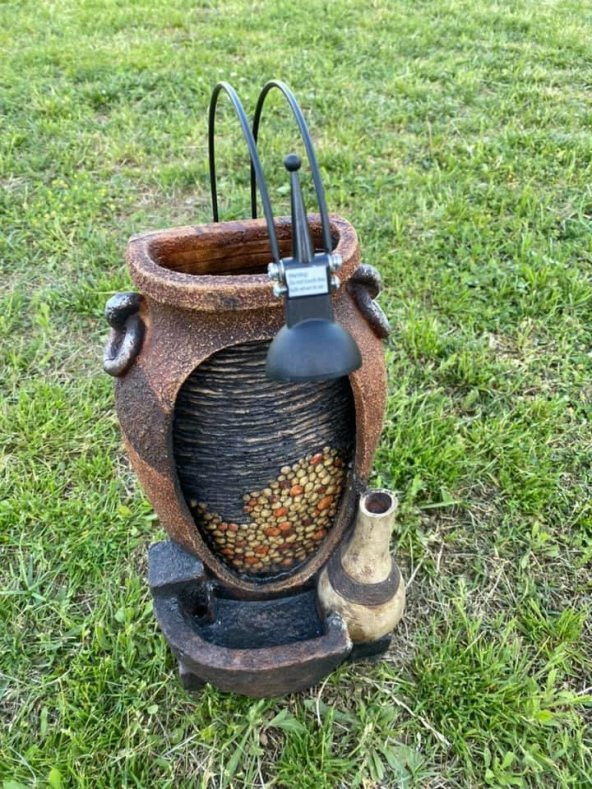 Ledli Kırık Vazo Görünümlü Dekoratif Şelale 35x17x14cm DW72125 - Masaüstü Şelale - 2