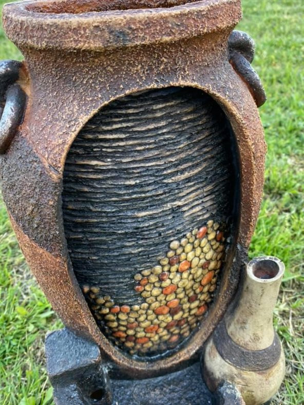Ledli Kırık Vazo Görünümlü Dekoratif Şelale 35x17x14cm DW72125 - Masaüstü Şelale - 4