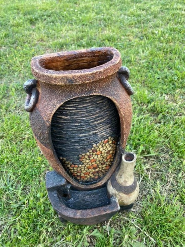 Ledli Kırık Vazo Görünümlü Dekoratif Şelale 35x17x14cm DW72125 - Masaüstü Şelale - 7