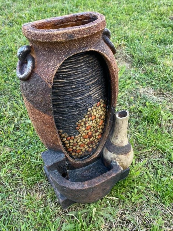 Ledli Kırık Vazo Görünümlü Dekoratif Şelale 35x17x14cm DW72125 - Masaüstü Şelale - 8