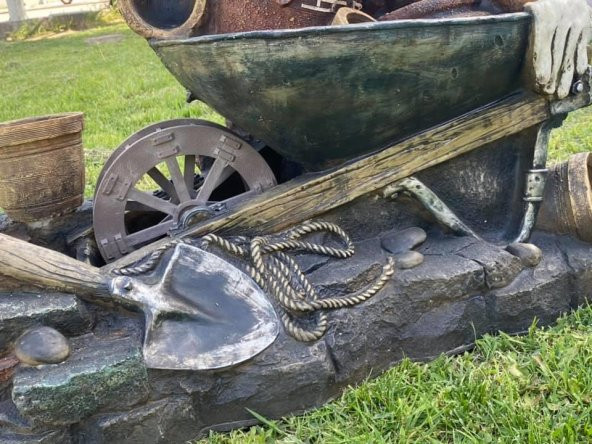 Led Aydınlatmalı El Arabası Model Dekoratif Şelale 100x60x35cm DW72012 - Dekoratif Su Değirmeni - Resim 4