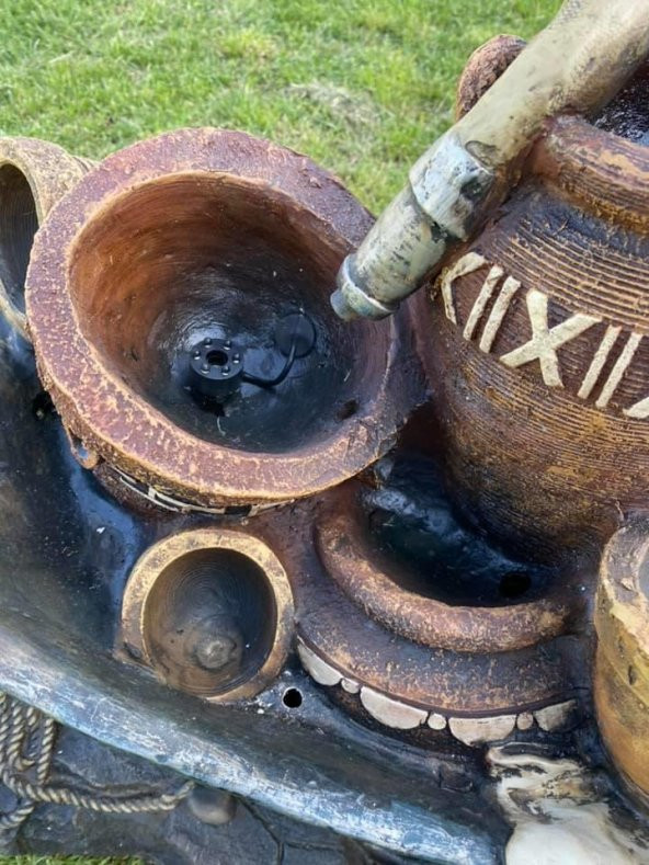 Led Aydınlatmalı El Arabası Model Dekoratif Şelale 100x60x35cm DW72012 - Dekoratif Su Değirmeni - Resim 6