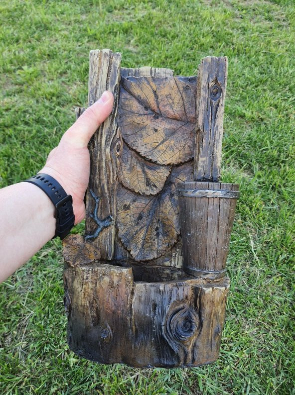 Ledli Yaprak Motifli Dekoratif Şelale 38x24x18cm DW72123 - Masaüstü Şelale - Resim 8