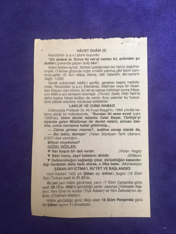 16 Ekim 2001 Takvim Yaprağı - Nostalji Koleksiyonluk Takvim Yaprağı - Resim 2