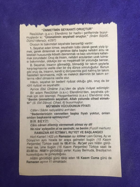 15 Kasım 2001 Takvim Yaprağı - Nostalji Koleksiyonluk Takvim Yaprağı - Resim 2