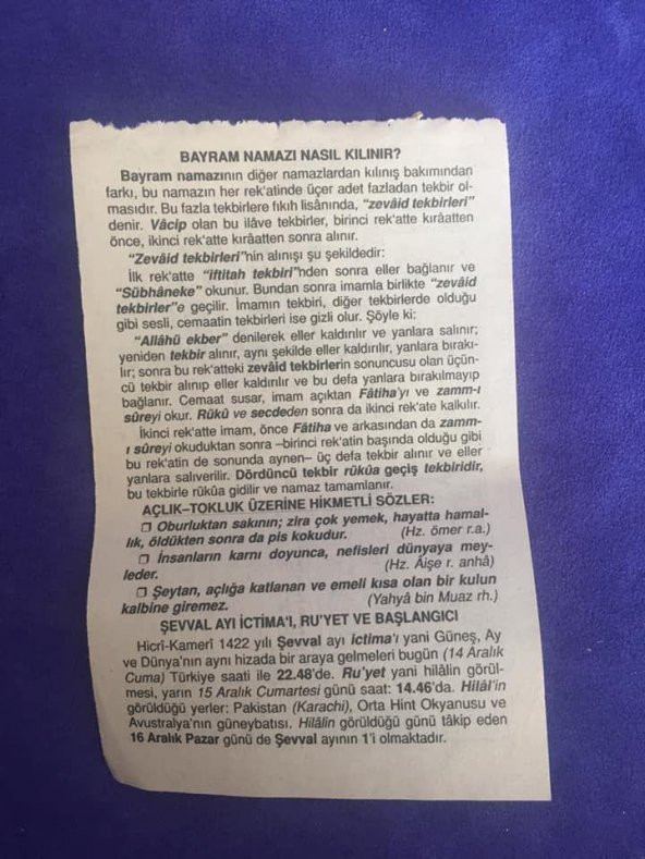 14 Aralık 2001 Takvim Yaprağı - Nostalji Koleksiyonluk Takvim Yaprağı - 2