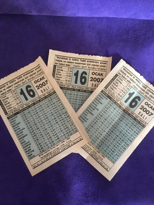 16 Ocak 2007 Takvim Yaprağı - Nostalji Koleksiyonluk Takvim Yaprağı - Resim 3